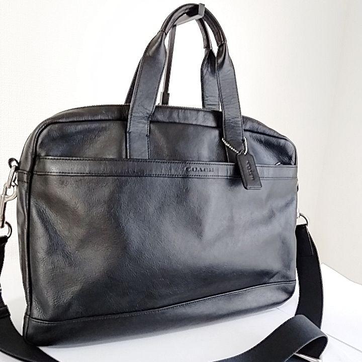 COACH ブラック ビジネスバッグ ショルダー　オールレザー　2way