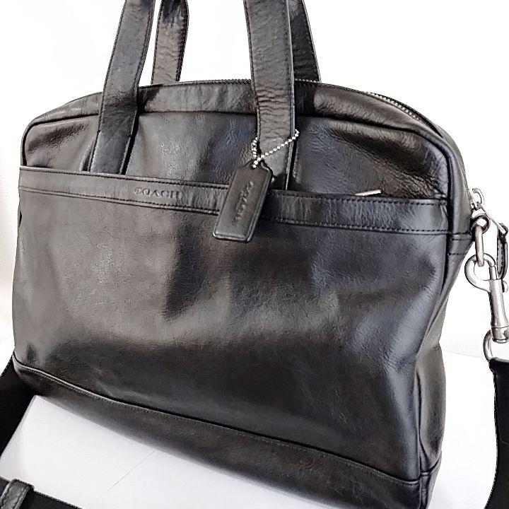 COACH ブラック ビジネスバッグ ショルダー　オールレザー　2way