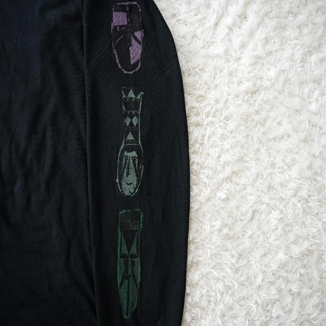 【美品】STUSSY　長袖Tシャツ　ストックロゴ　袖プリント　Lサイズ　ブラック
