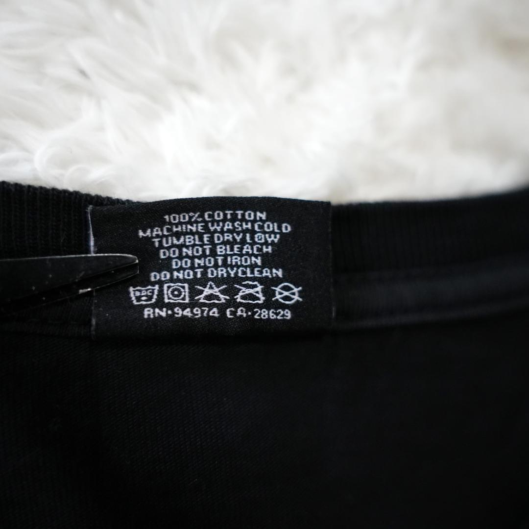 【美品】STUSSY　長袖Tシャツ　ストックロゴ　袖プリント　Lサイズ　ブラック