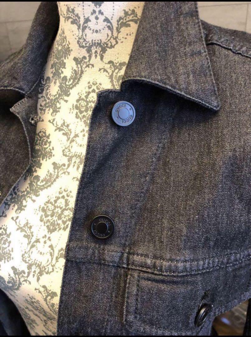 gucciグッチ ブラックデニムジャケット Gジャン ショート丈