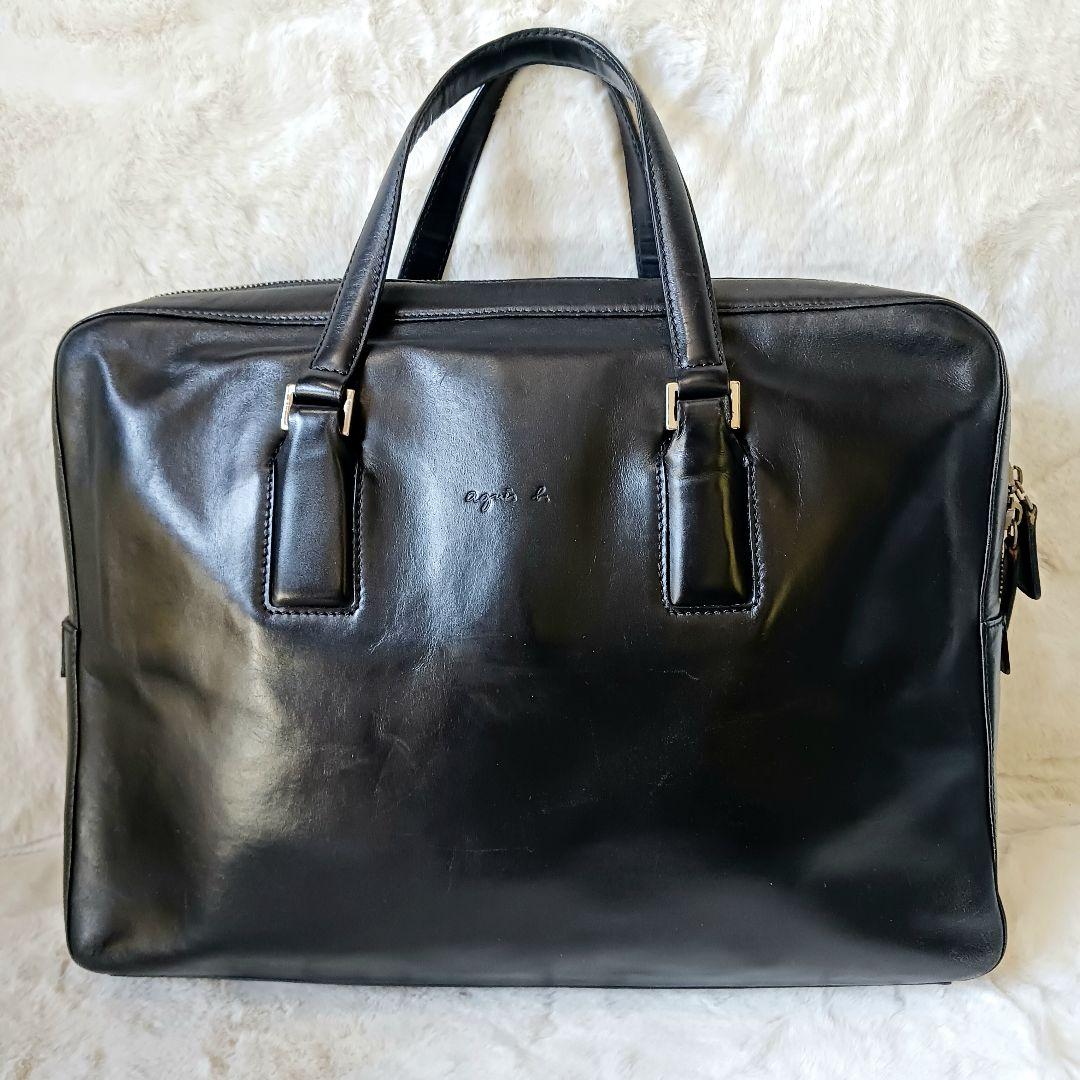 agnes b　アニエスベー　ビジネスバック　ブリーフケース　レザー　A4　黒