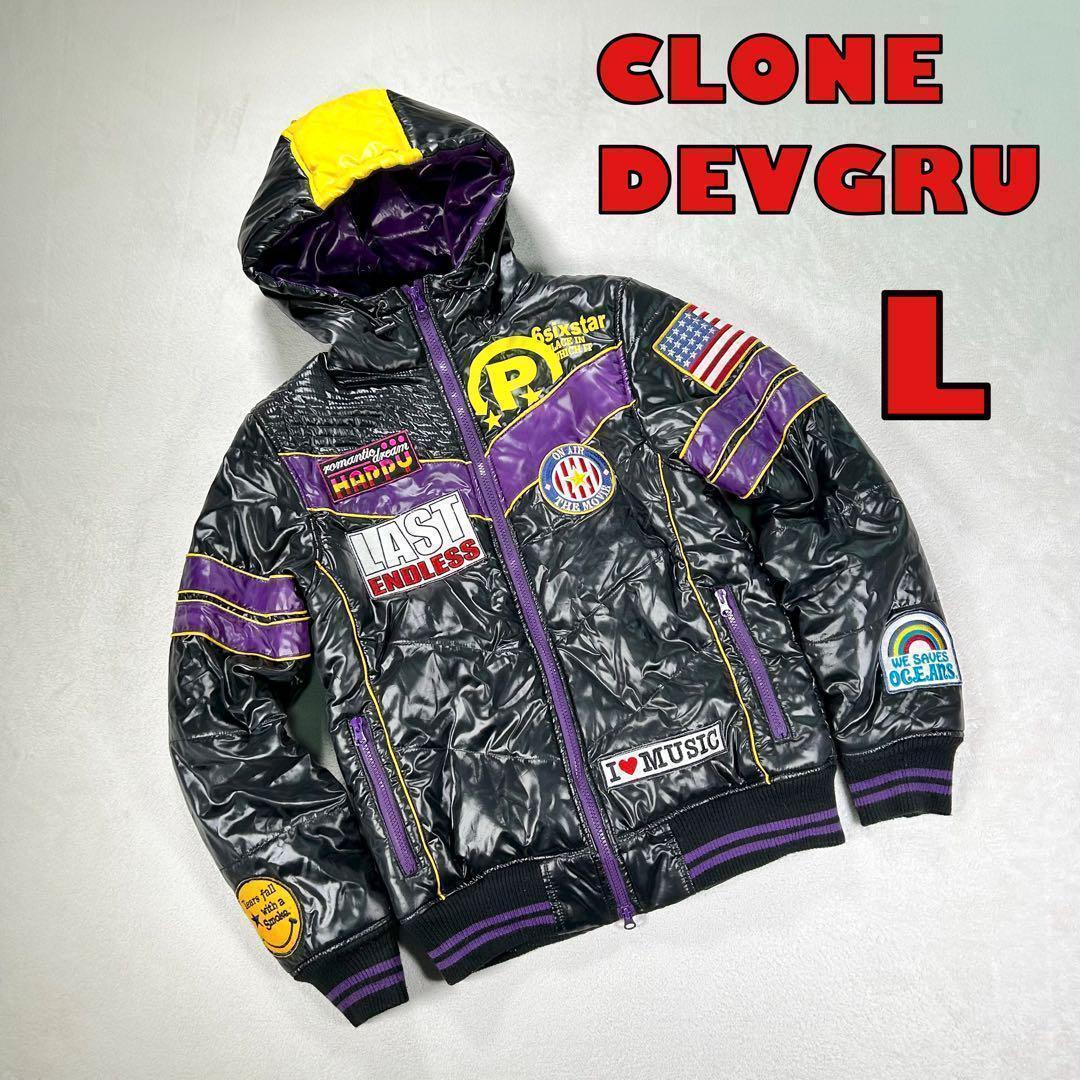 【CLONE DEVGRU】ダウン　ワッペン　プリント　ダブルジップ　メンズL