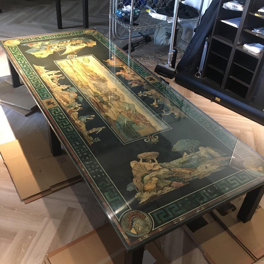 アンティーク　ローテーブル 　骨董品　美術品　ガラス天板