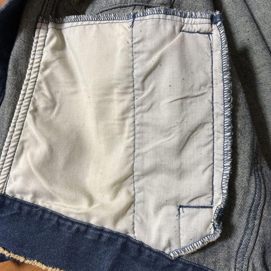 ノーカラーフリンジデニムジャケット