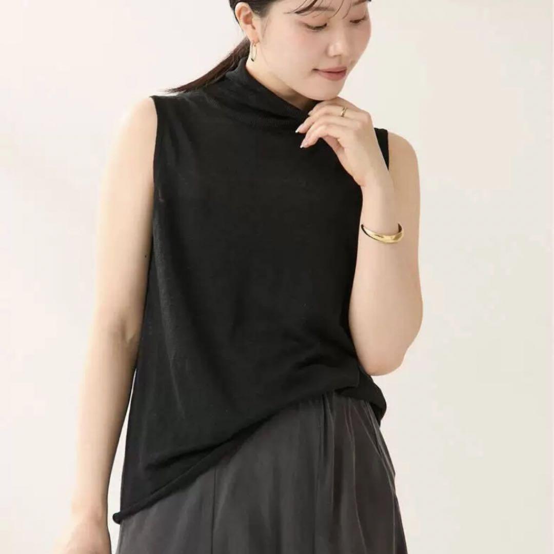 Plage silk/linen nuance プルオーバー　ブラック