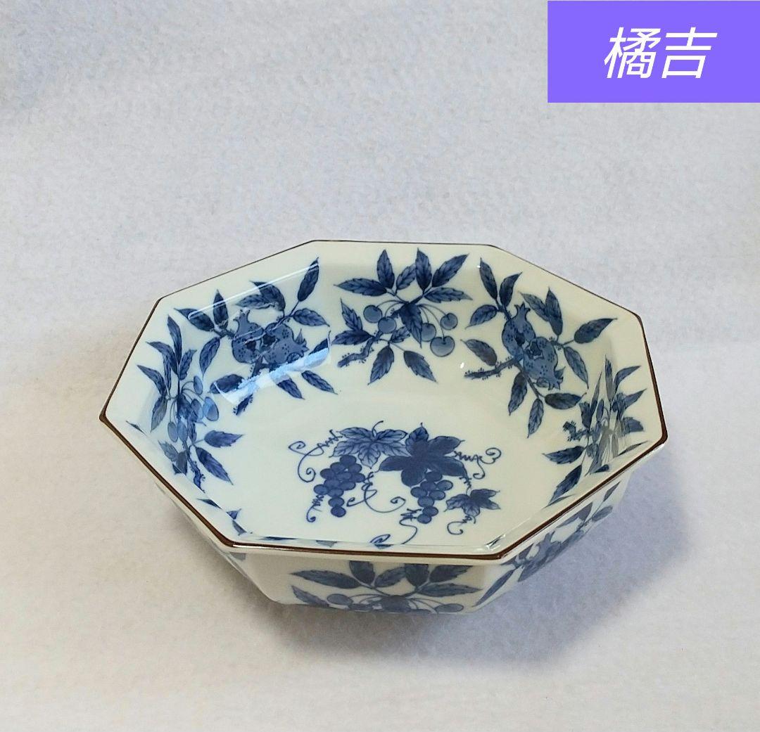 橘吉 八角 大鉢 (葡萄の柄)