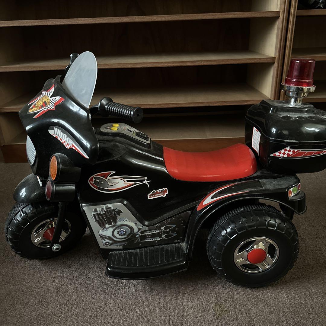 子供用バイク型おもちゃ サイレン付き 黒赤