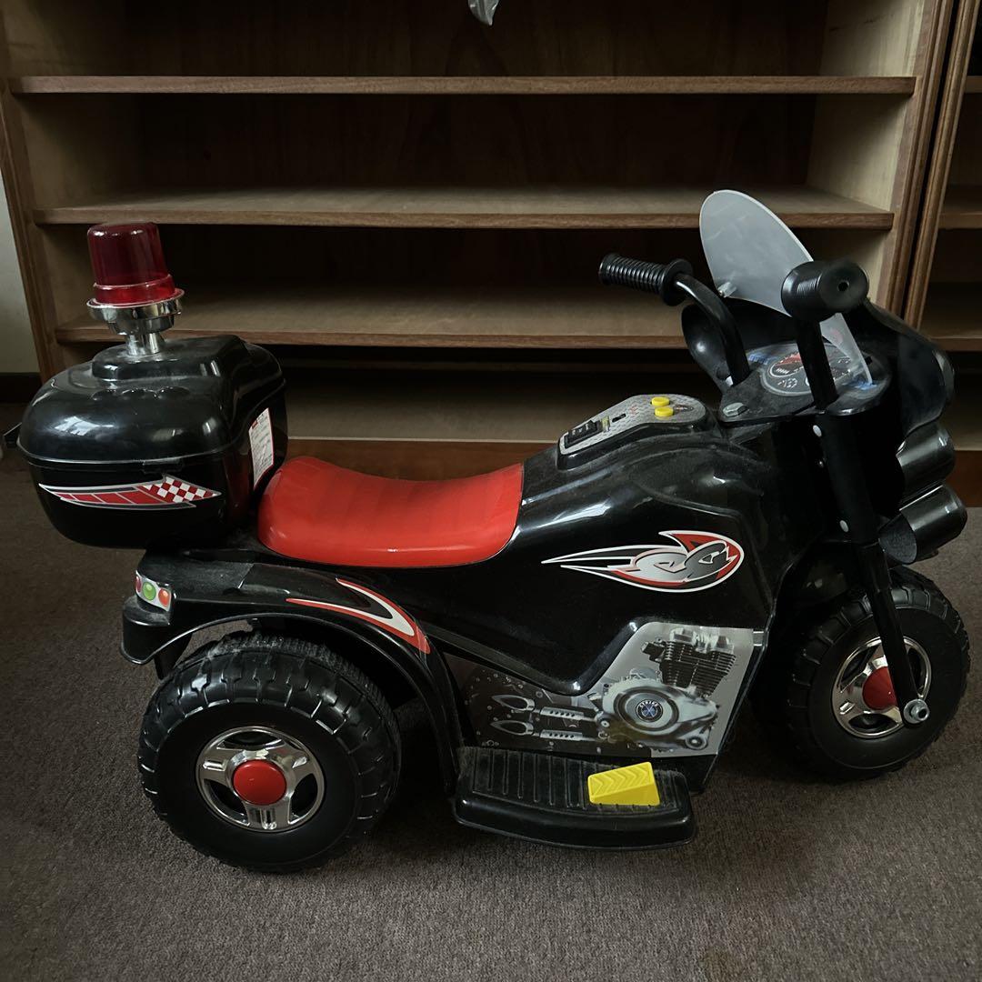 子供用バイク型おもちゃ サイレン付き 黒赤