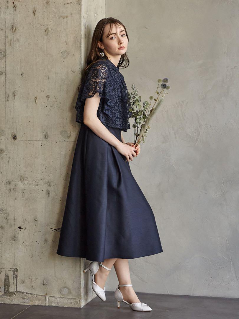 新品　Aimer エメ　レースブラウス付シャンタンフィット＆フレアドレス