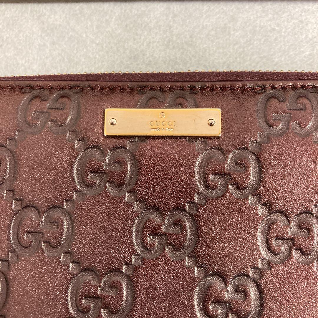 爆買いセール GUCCI グッチシマ 長財布 ラウンドファスナー GG柄 美品 ブラウン KMgAL-m25873660308 正規店好評