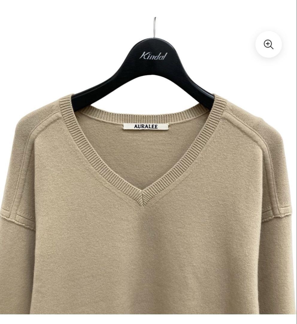 トップス AURALEE 23AW FELTED WOOL KNIT V-NECK
