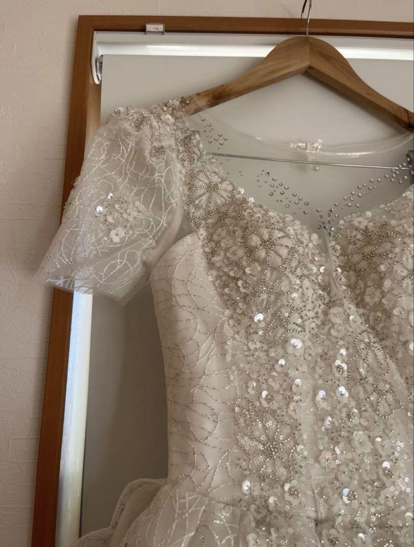 ウェディングドレス ウエディング 結婚式 花 レース ビジュー Sサイズ