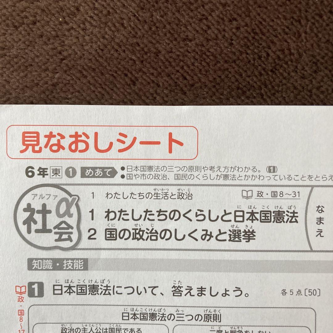 カラーテスト　6年生　社会　令和6年度　東京書籍　新学社