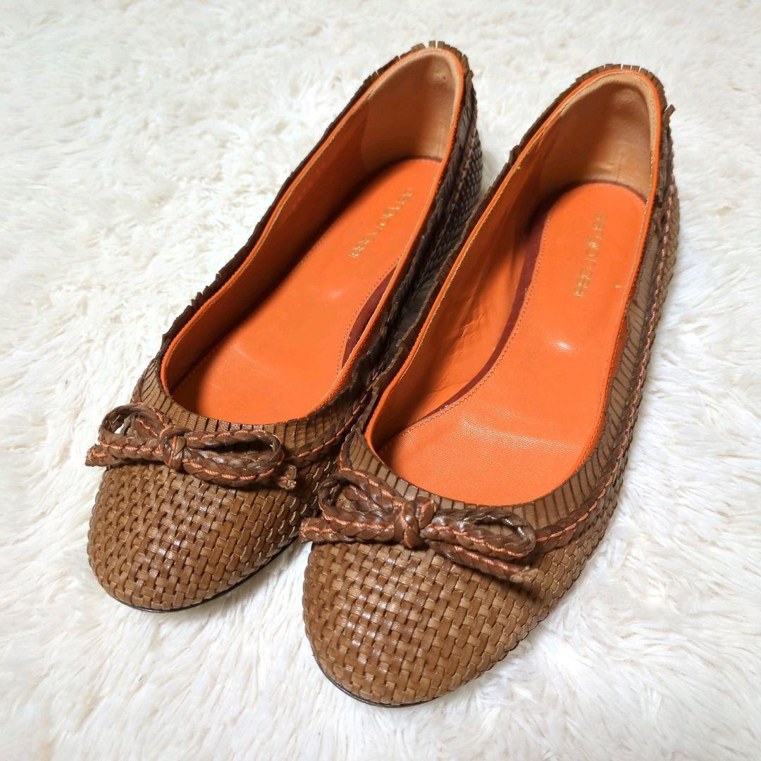 希少美品！Sergio Rossi　イントレチャートパンプス　ブラウン　箱付き