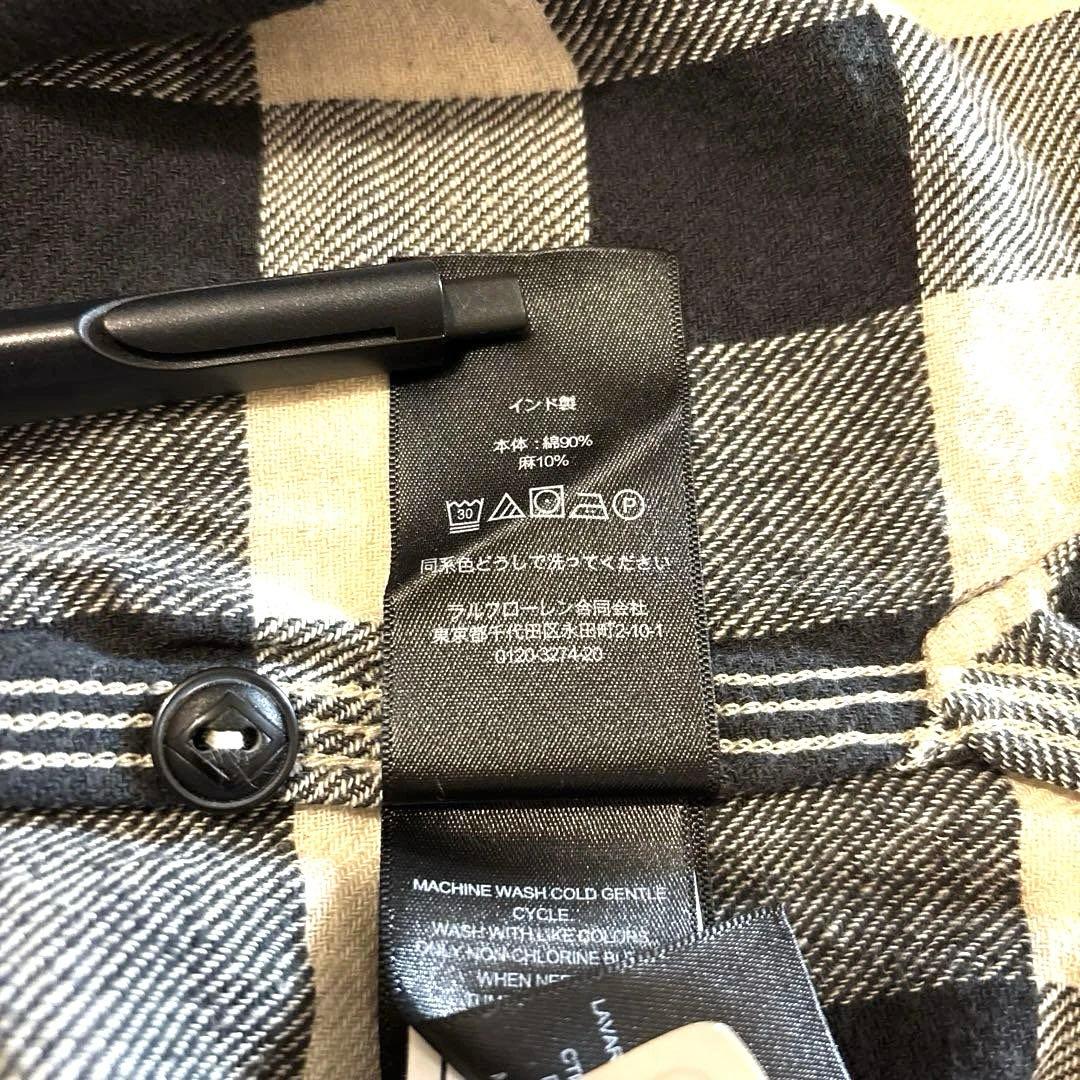 美品 RRLマチ付きネルシャツ 白黒 XL 美品 RRLマチ付きネルシャツ 白黒 XL