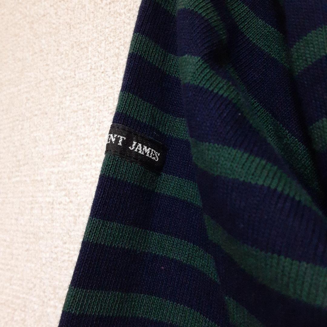 最先端 JAMES SAINT ボーダーカットソー ネイビー×グリーン XS トップス