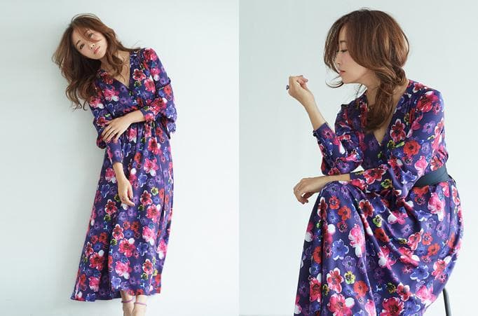 神崎恵×The Virgnia 花柄ドレス 36S The Virgnia