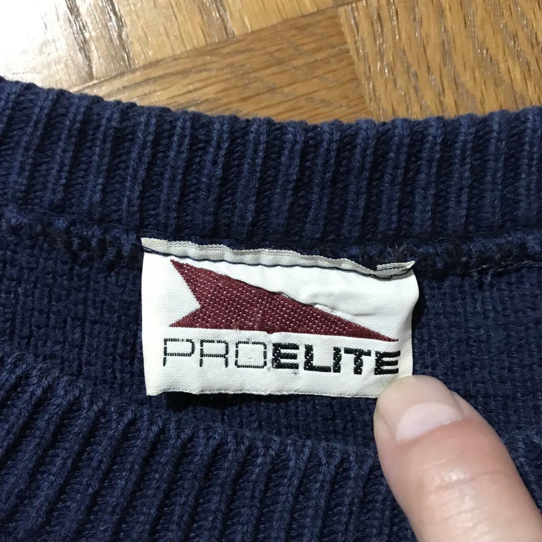 90s ヴィンテージ　コットンニットセーター　L相当　ネイビー