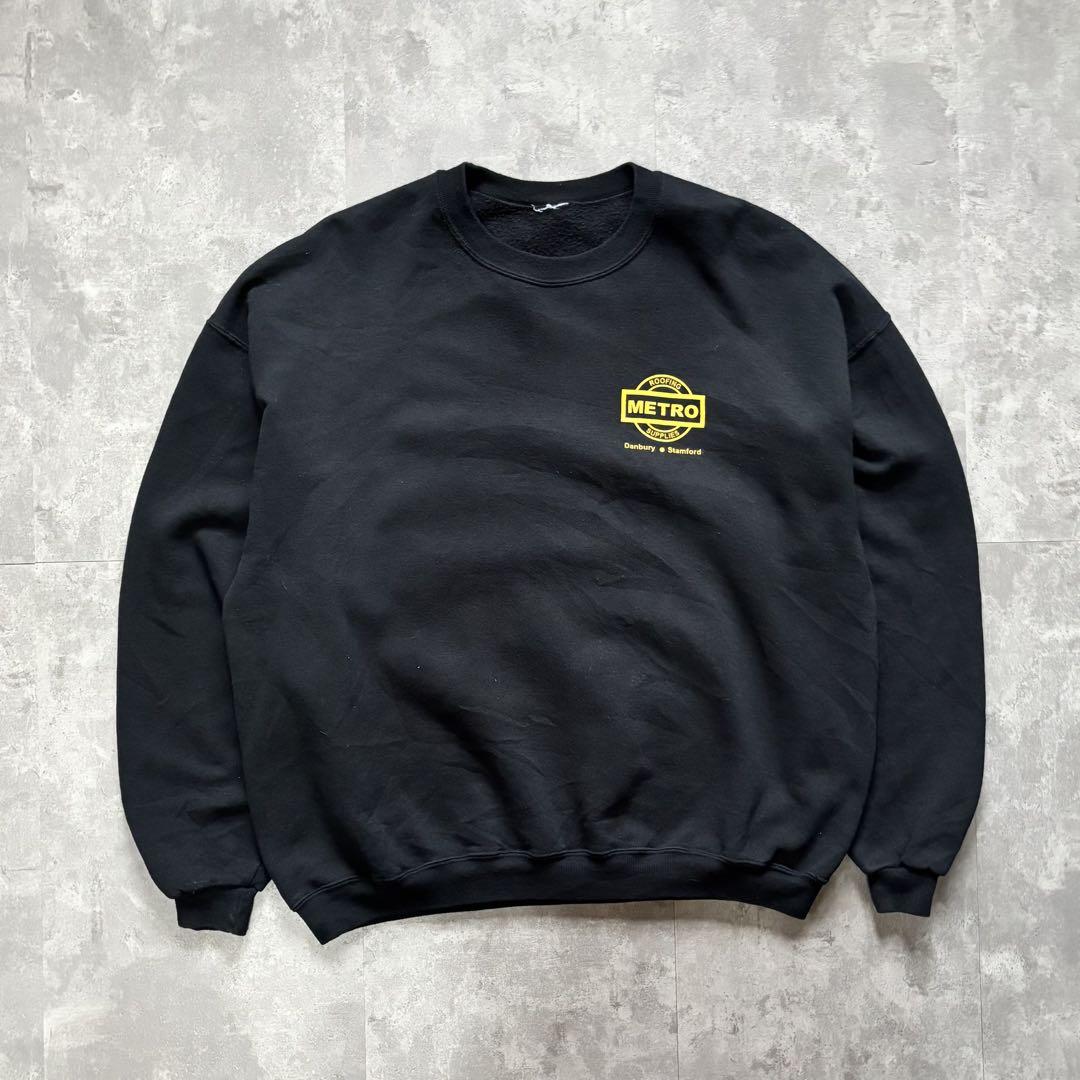 希少 90s ヴィンテージ古着 企業ロゴ スウェット トレーナー 黒 2XL