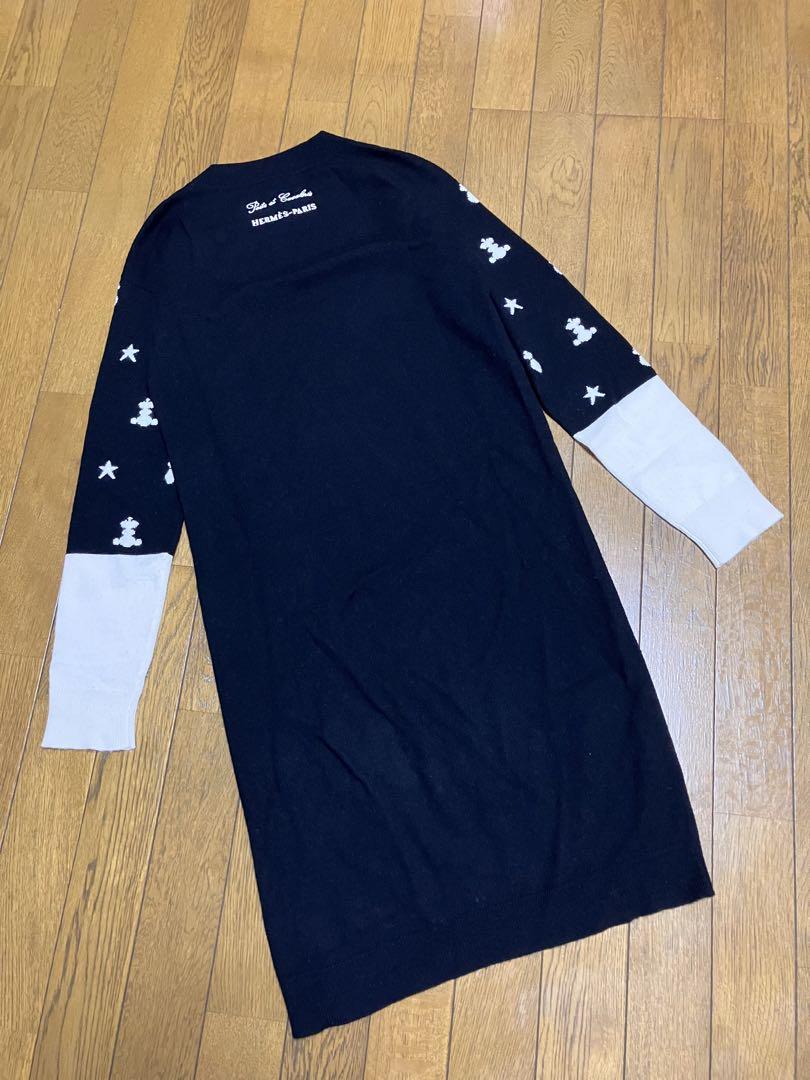 美品HERMESエルメスカシミヤ100%サーベル飾袋ロングニット