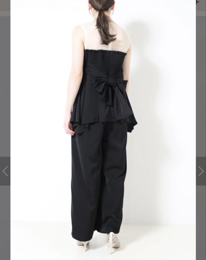 バックリボンペプラムパンツドレス ノースリーブ ドット 春夏