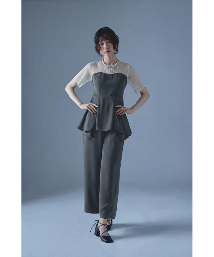バックリボンペプラムパンツドレス ノースリーブ ドット 春夏