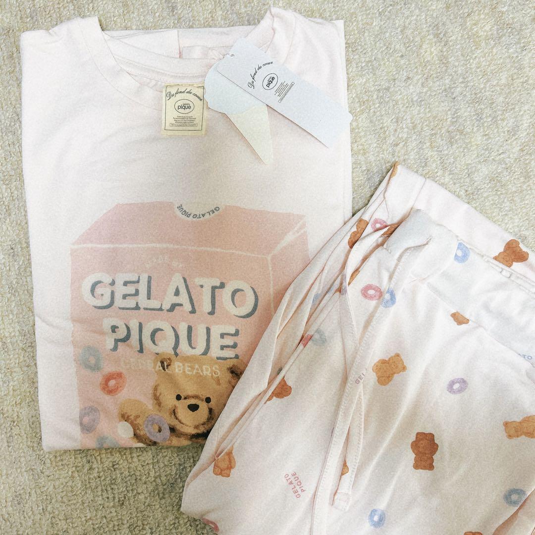 新品タグ付　シリアルベア柄長袖Tシャツ　ロングパンツ　上下セット　ピンク