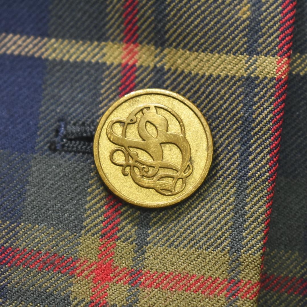 90sヴィンテージ バーバリー タータンチェック柄 金ボタン ブレザー 9 ...