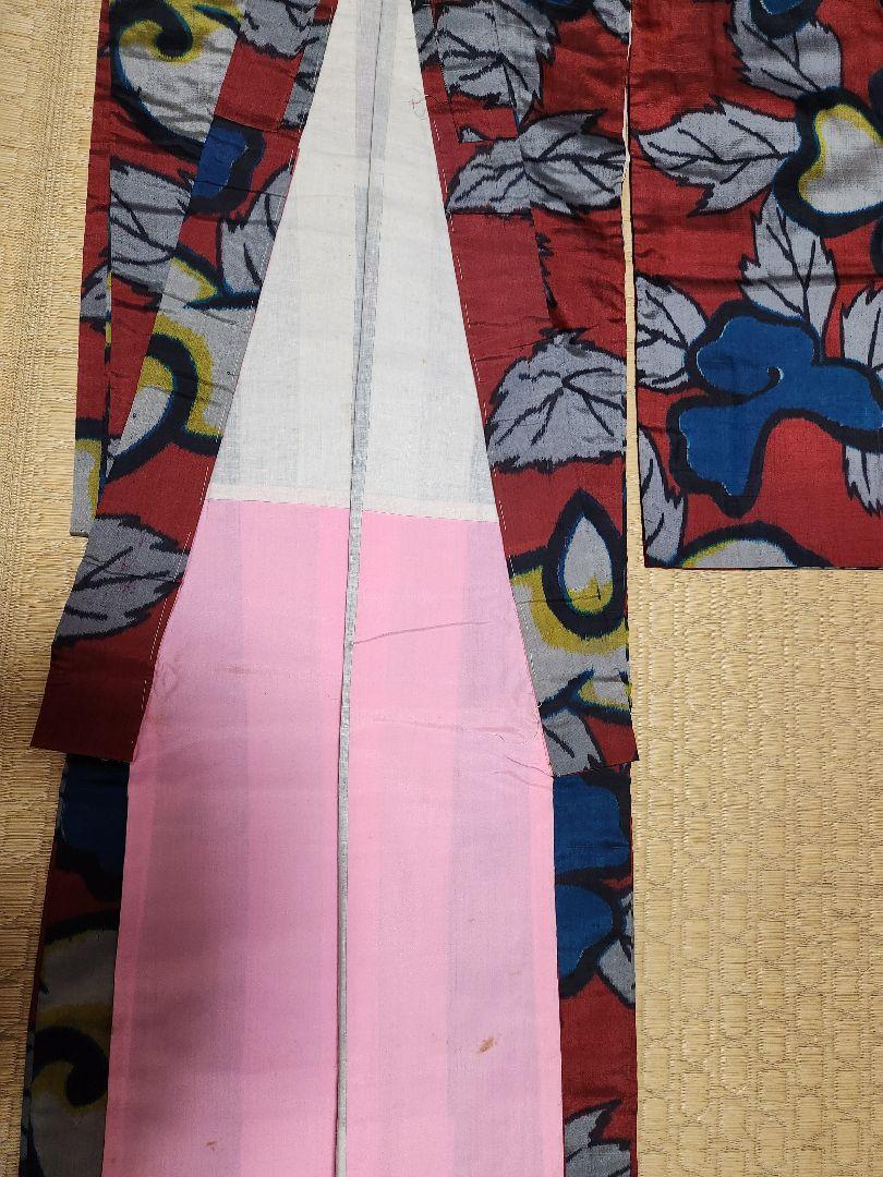 ★きーさま専用★銘仙着物  葉模様 アンティーク　大正ロマン