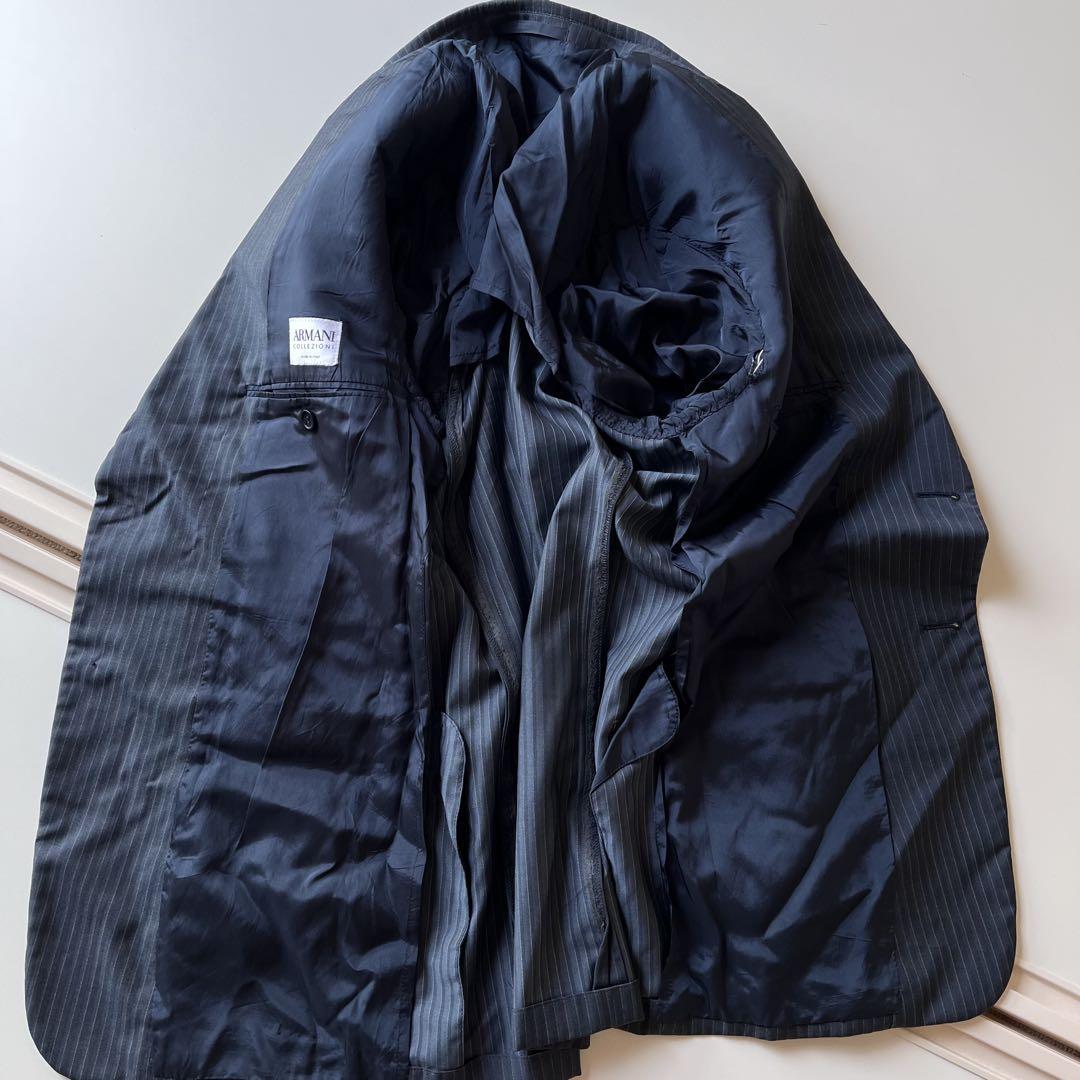 ARMANI COLLEZIONI ジャケット ダークグリーン×ピンクストライプ