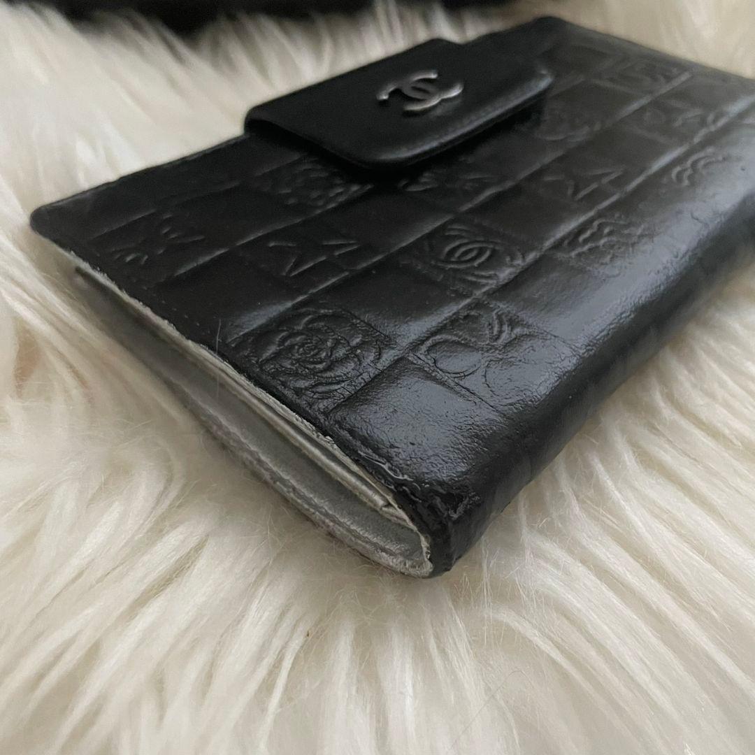シャネル CHANEL 二つ折り 財布 アイコンライン ココマーク 黒 がま口 シャネル CHANEL 二つ折り 財布 アイコンライン ココマーク 黒 がま口