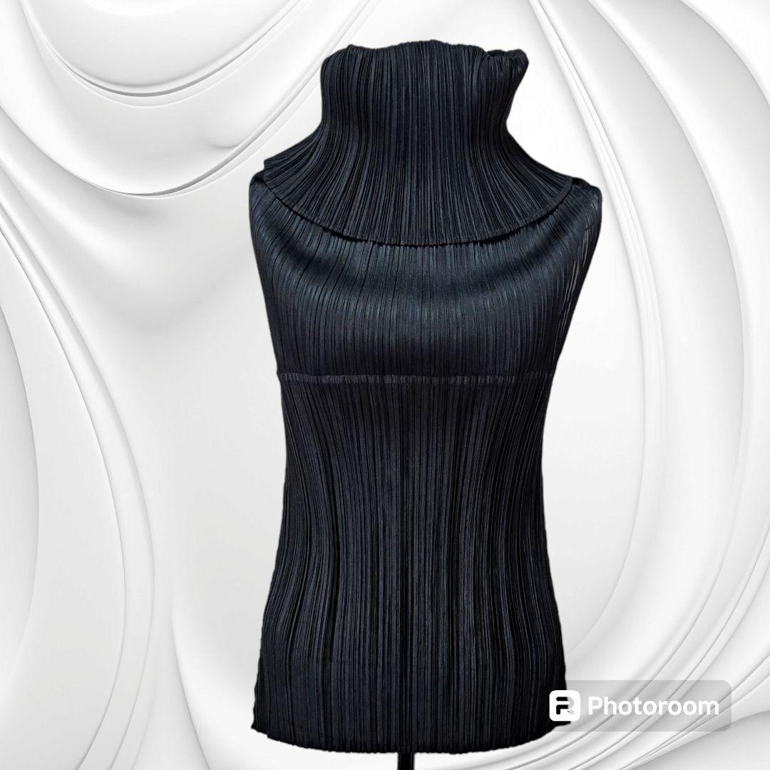 イッセイミヤケ　プリーツプリーズ　ハイネック　ノースリーブ 極美品△PLEATS PLEASE プリーツプリーズ イッセイミヤケ PP83