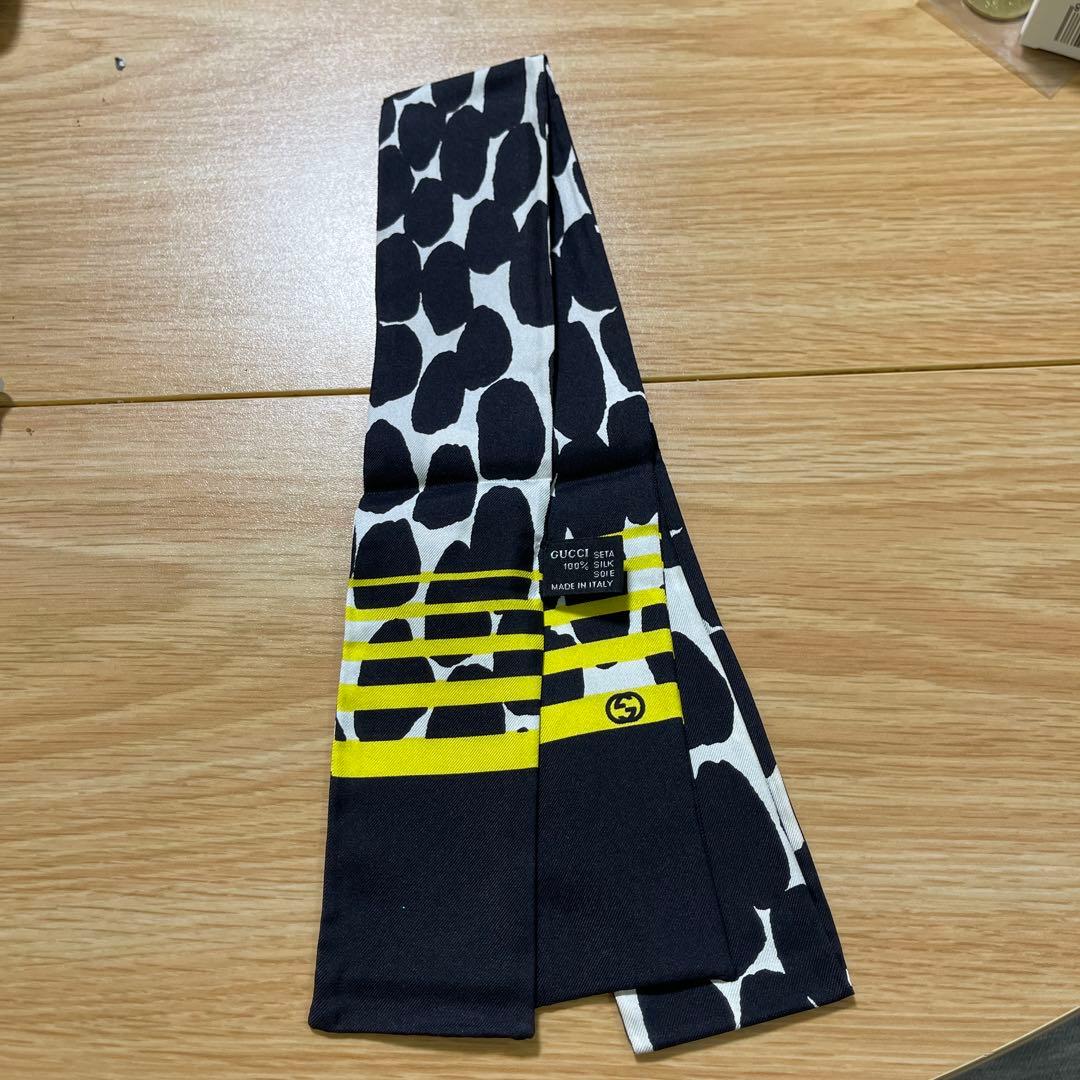 GUCCI シルクスカーフ ブラック ホワイト