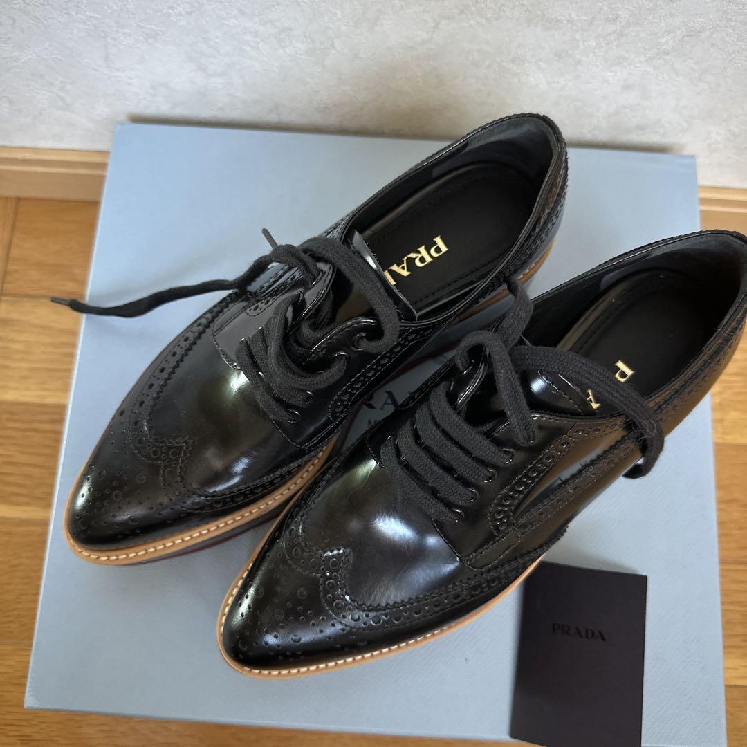 PRADA プラダ 厚底ウィングチップシューズ 37.5 - メルカリ