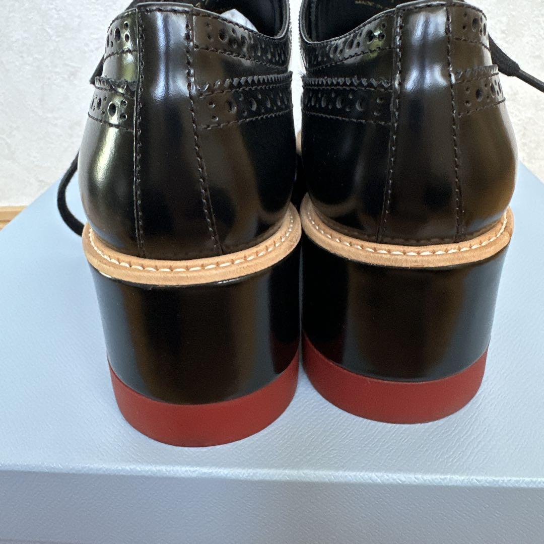 【高級✨】PRADA プラダ ダークブラウン ウィングチップ 革靴 厚底 高級✨】PRADA プラダ ダークブラウン ウィングチップ 革靴 厚底