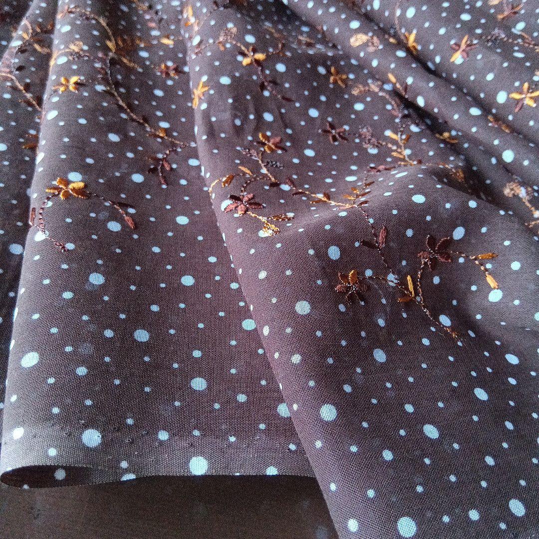 プリント地 刺繍