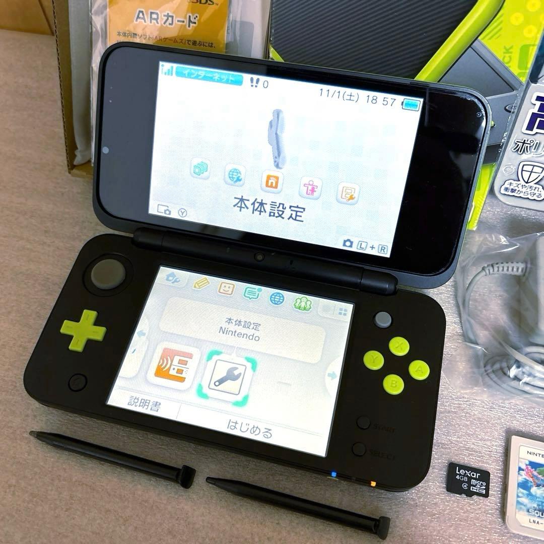 動作良好 Newニンテンドー2DS LL ブラック×ライム ドラクエ 純正Nintendo 3DS UP786_INFO