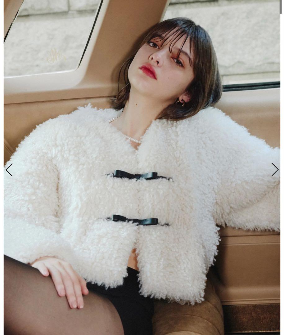 USAGI ONLINE限定カラー】French poodle fur リボンジャケット