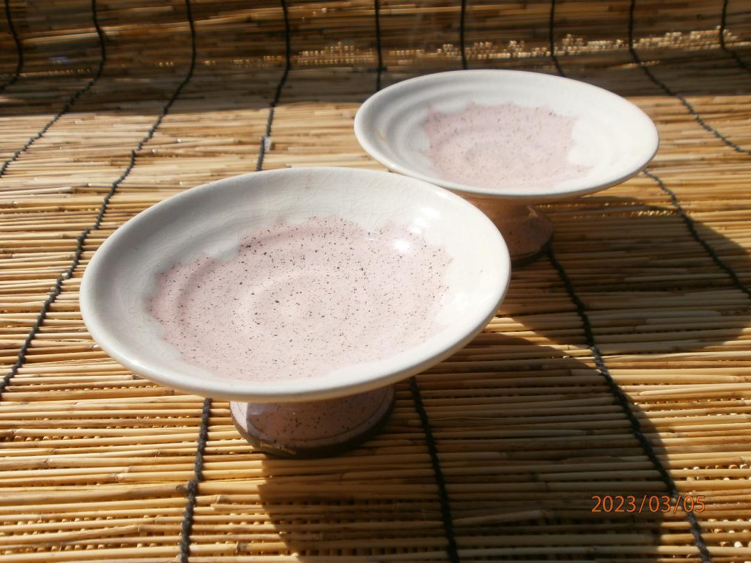 手工創作和食器：E6：台付小皿2枚Set(ピンク)