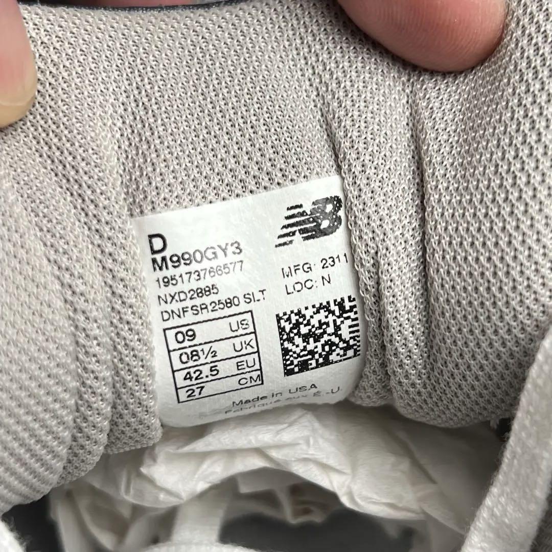 New Balance M990GY3  グレー USA製  27cm
