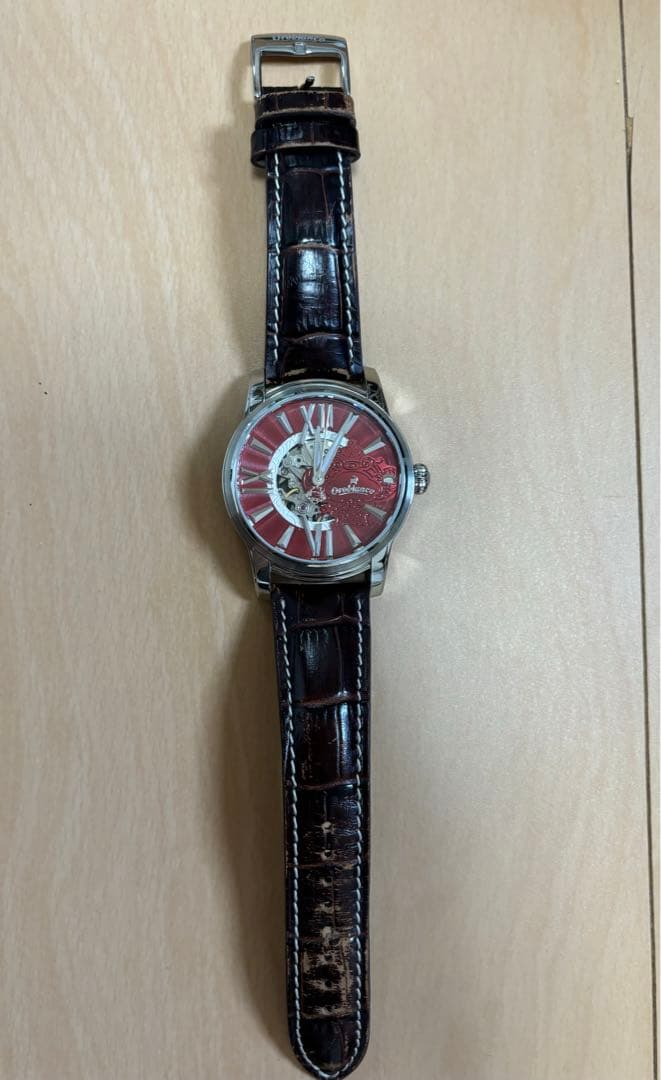 オロビアンコ　腕時計　自動巻き　メンズ　タイムオラ　赤文字盤