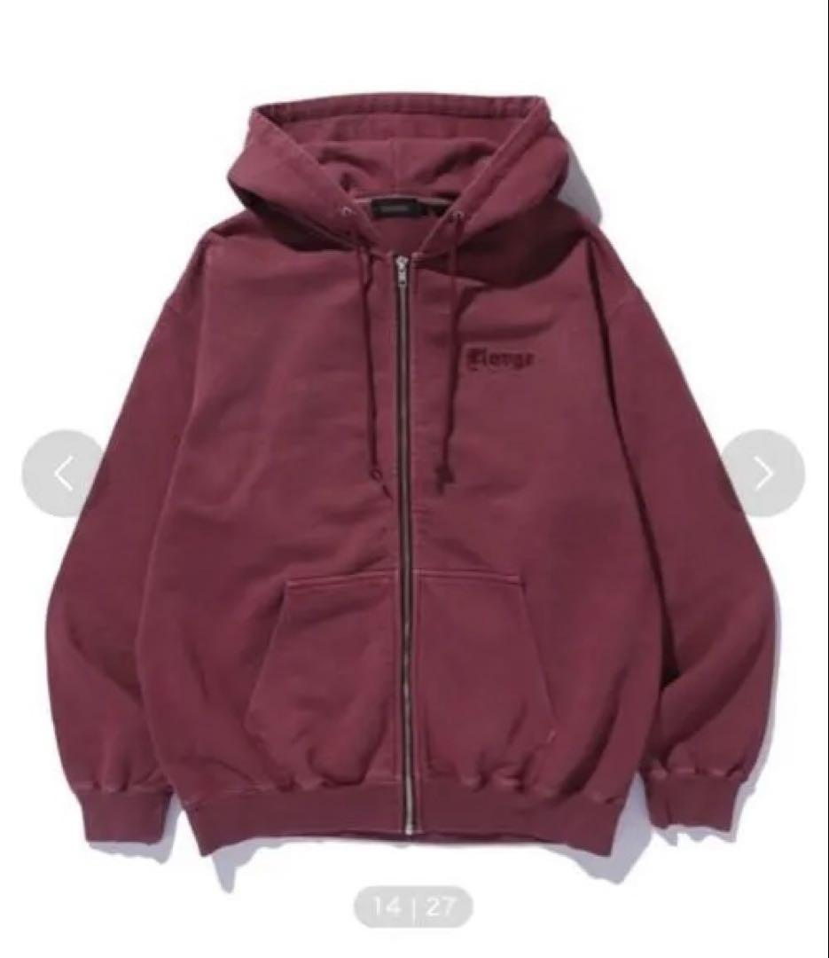 XLARGE バーガンディ ジップ パーカー L