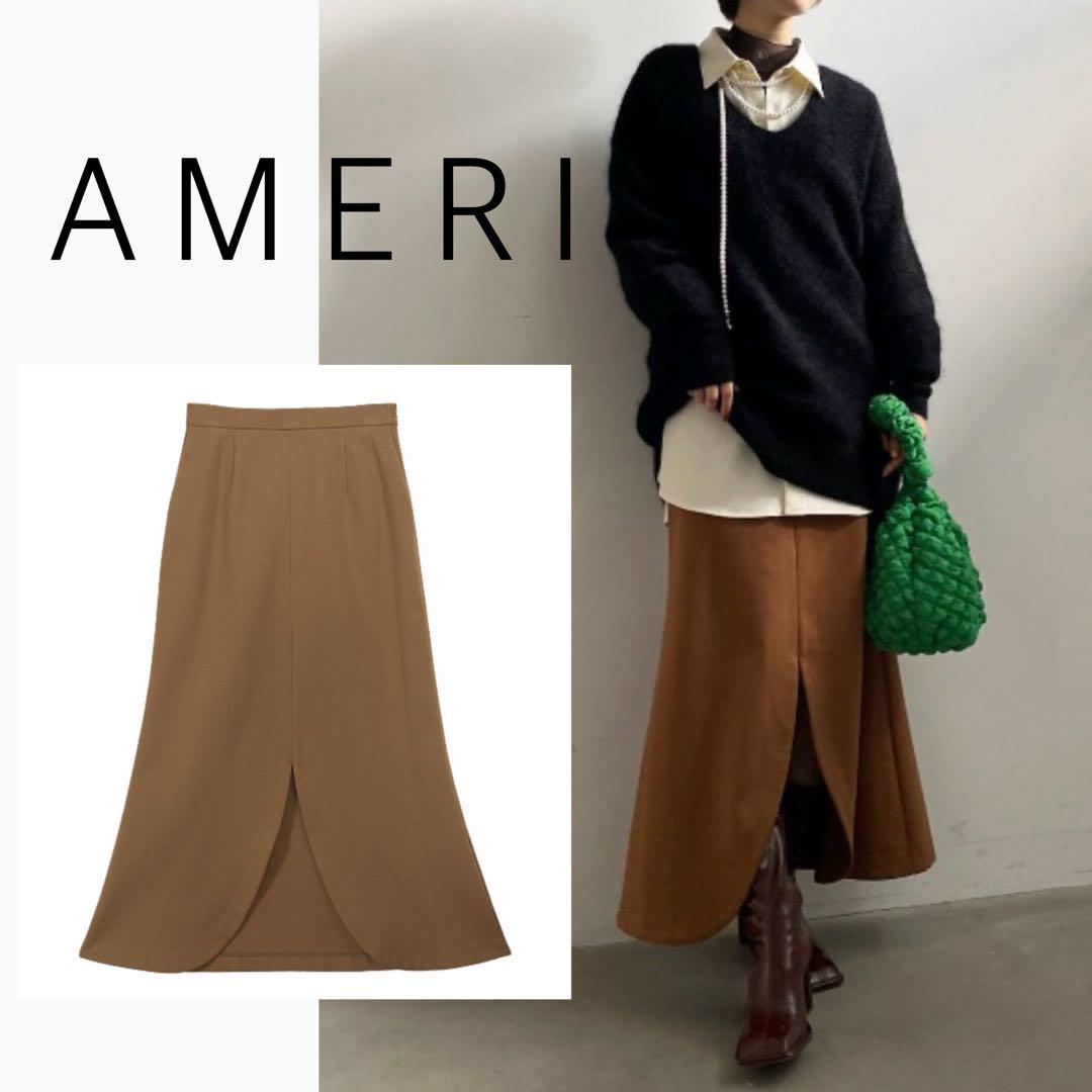 【新品未使用】AMERI 身体のラインを拾わない❤️マーメイドスリットスカート 茶