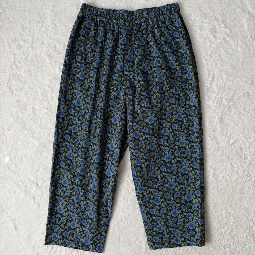 ジャーナルスタンダードラックス ワイド イージーパンツ S 花柄 総柄 青 緑