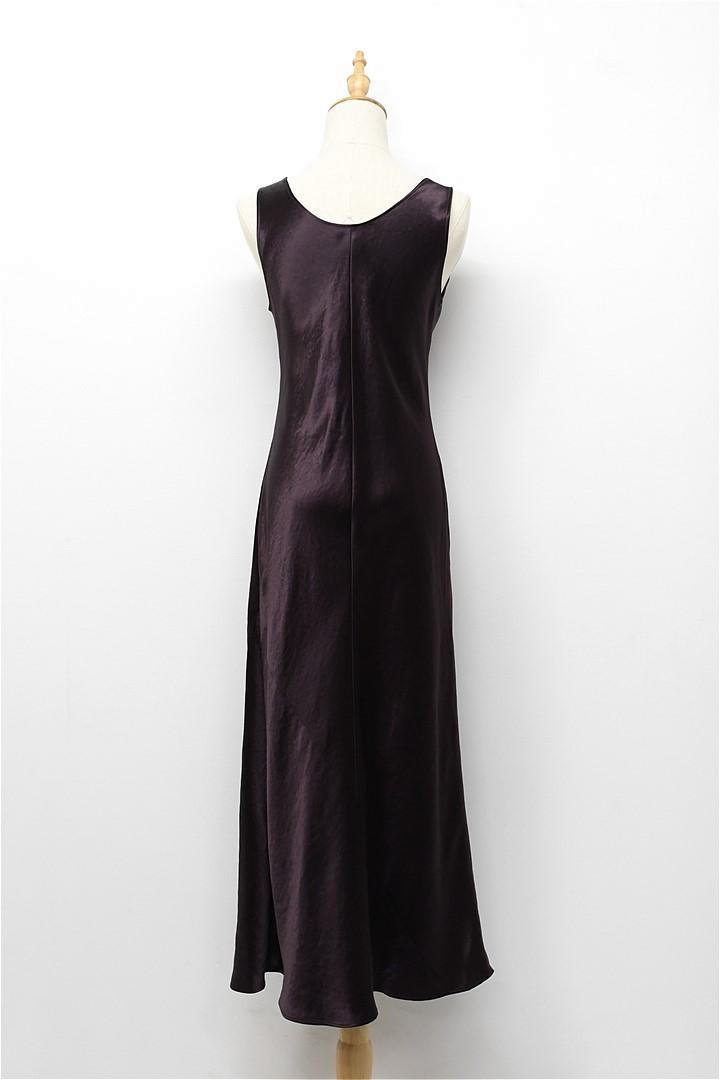 HGD-Z010/美品 MAXMARA ロングワンピース 薄手 光沢 42 赤紫