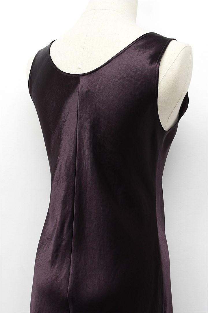 HGD-Z010/美品 MAXMARA ロングワンピース 薄手 光沢 42 赤紫