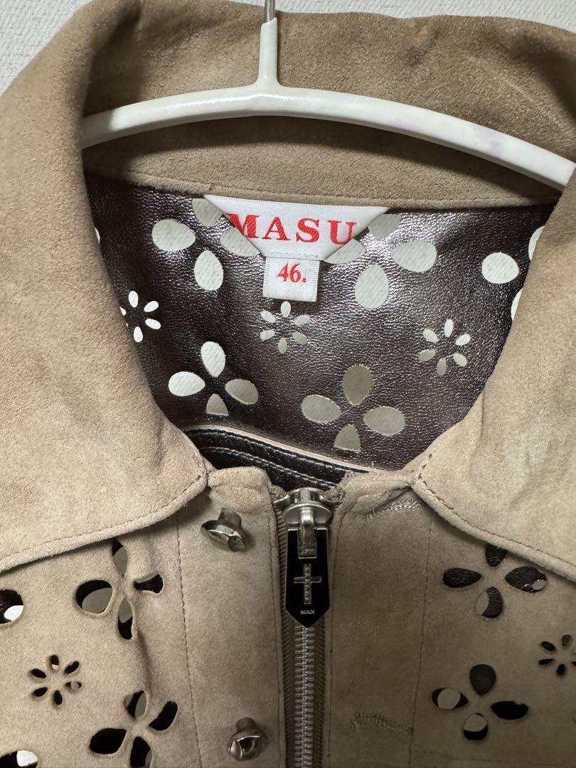 ジャケット・アウター MASU FLOWER-CUT LEATHER TRUCKER JACKET
