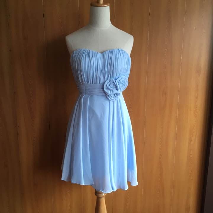 メルカリ フェミニンなスカイブルーシフォンショート丈ワンピ ミニワンピース 1 500 中古や未使用のフリマ