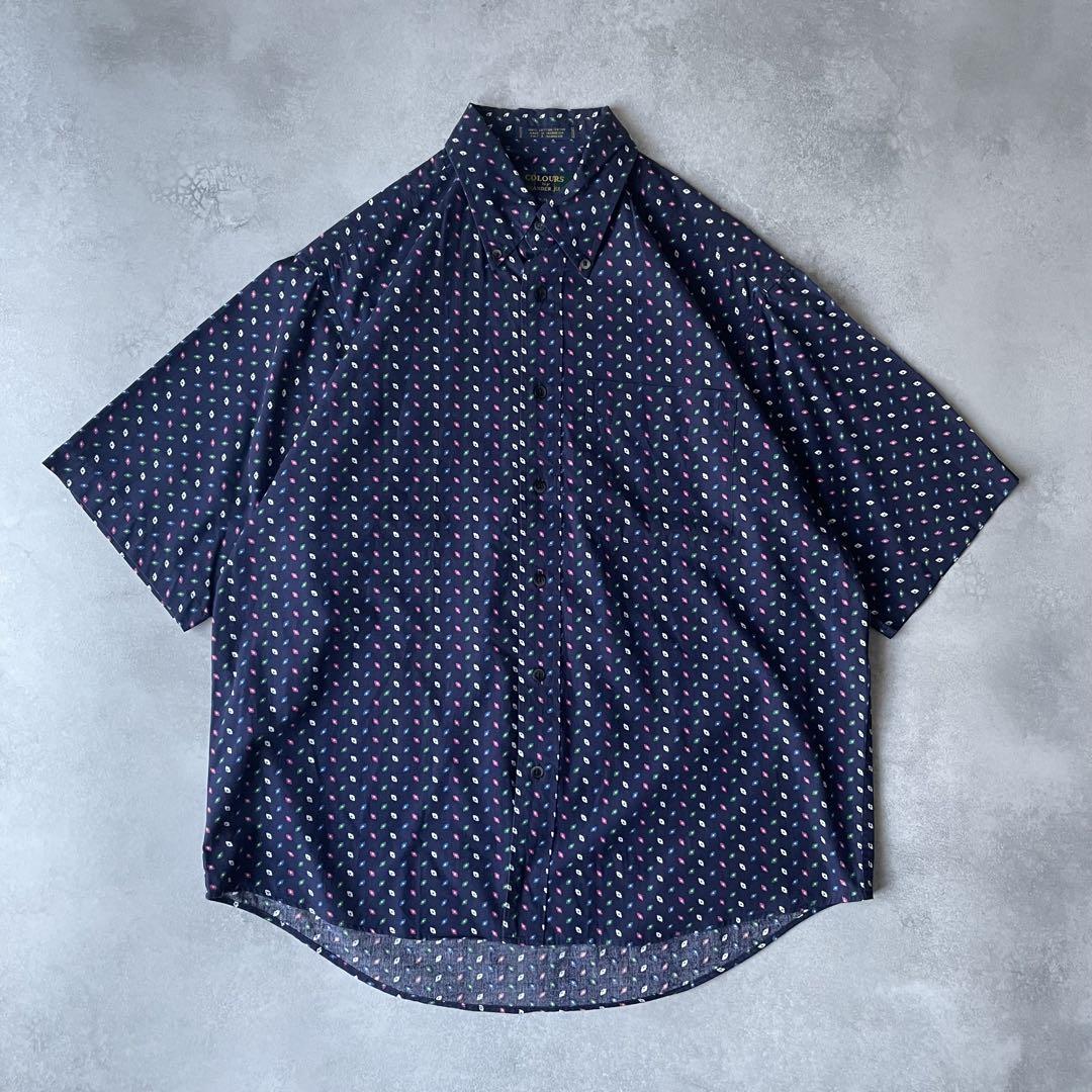 90s アレキサンダージュリアン 総柄シャツ ボタンダウン お花柄 M USA